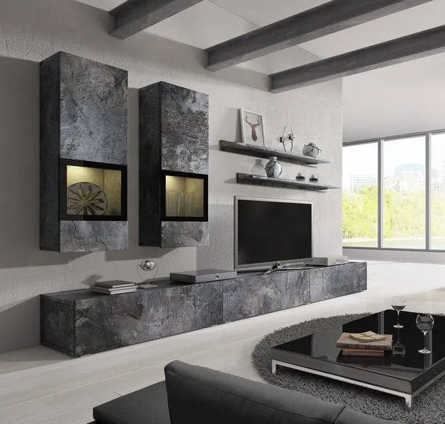 Meblościanka 5-częściowa BAROS schiefer czarny Meblościanka 5-częściowa BAROS schiefer czarny