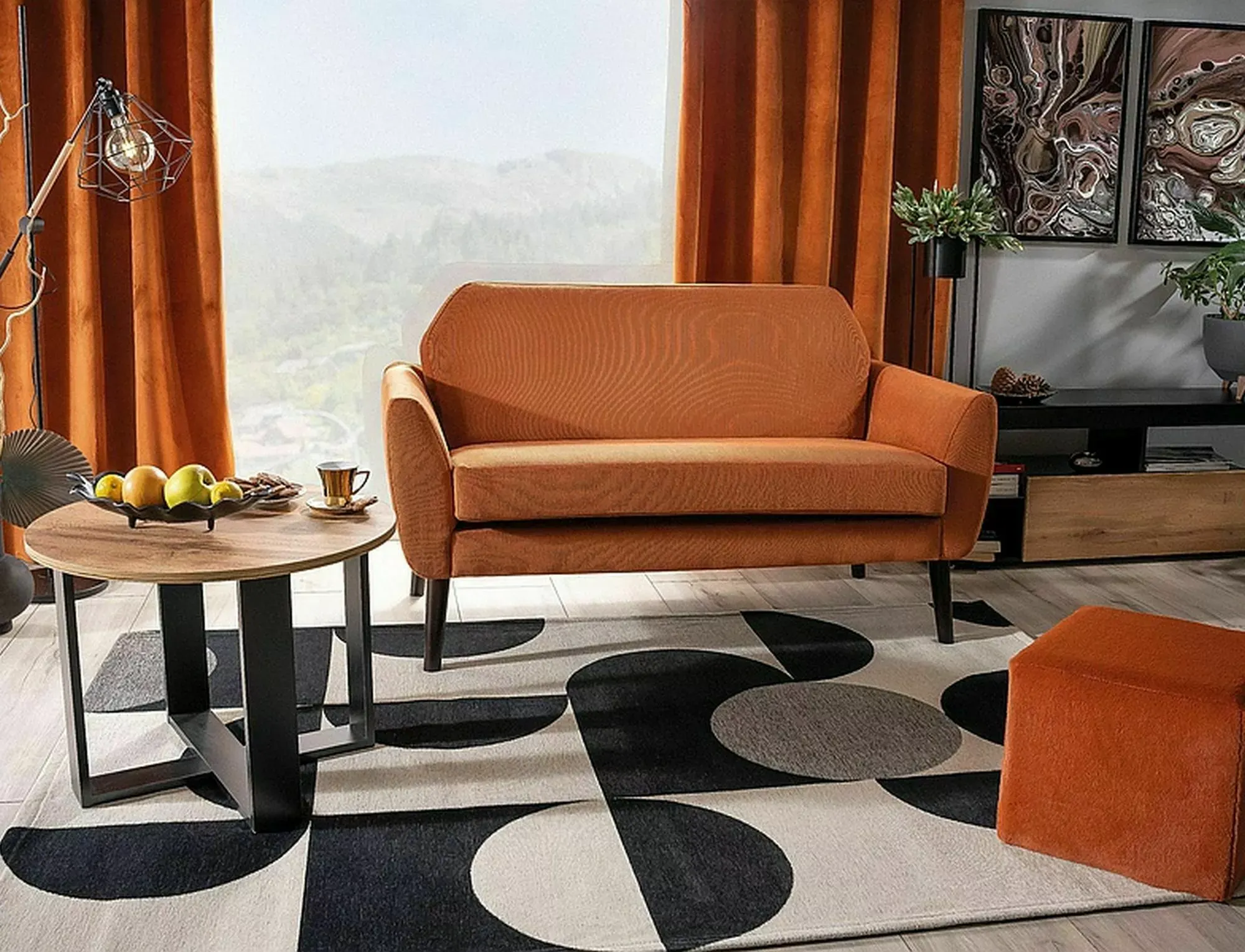 Sofa dwuosobowa MENA VELVET Bluvel 4215 cynamonowa wenge - MENAVCYW