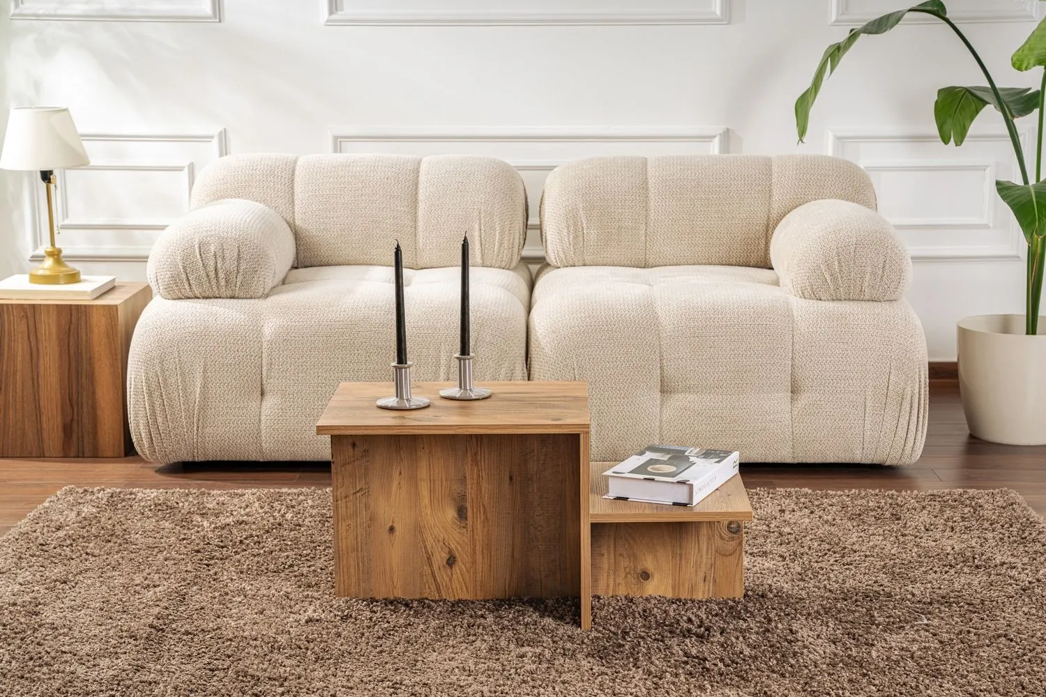 Stolik kawowy z boczną półką HARMONY 40x80 kolor sosna atlantycka - ASI_241NRD1225