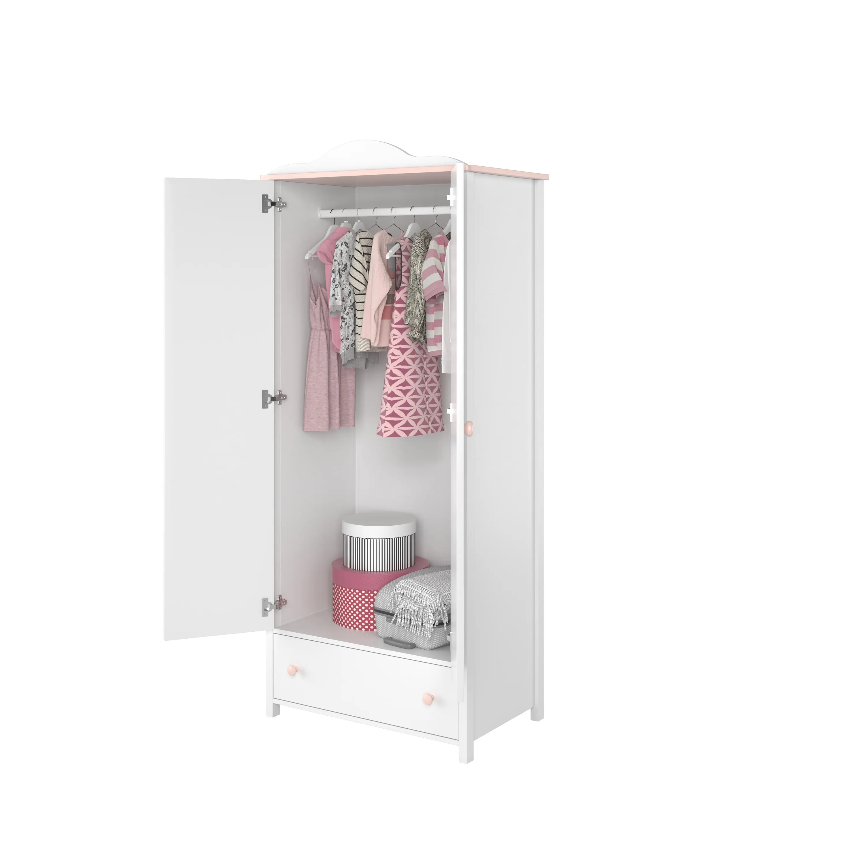 Szafa 2-drzwiowa LUNA LN-01 biało-różowa - LN1BR