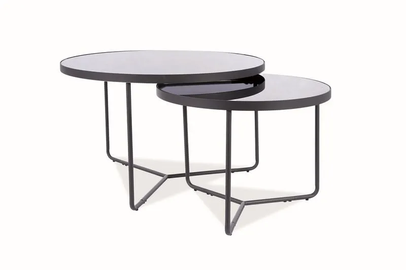 Ława ITALIA ZESTAW Czarne Szkło Hartowane/ Czarny SIGNAL