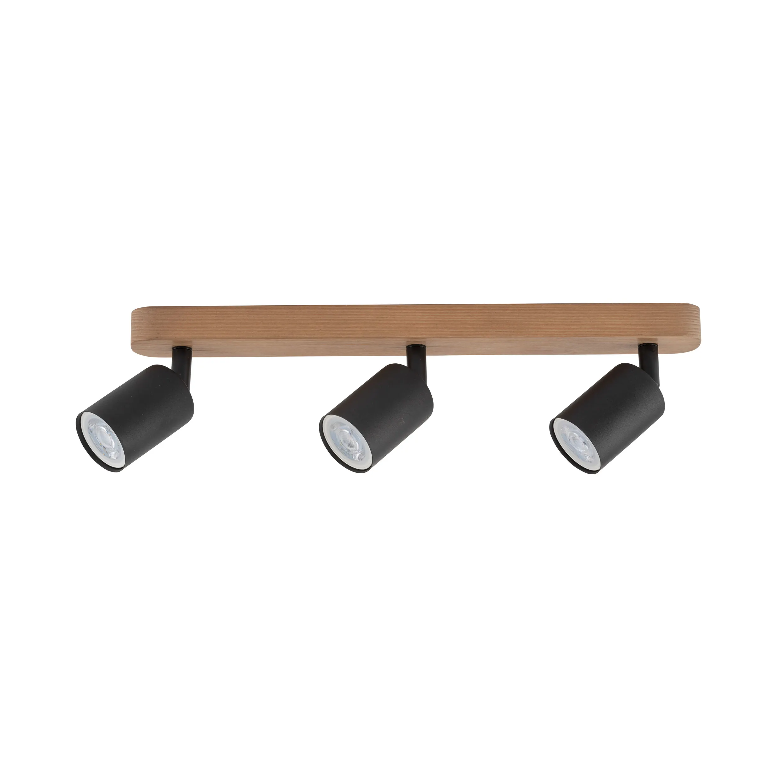 Lampa sufitowa TOP czarna na drewnianej sosnowej listwie regulowana 53x18x14cm