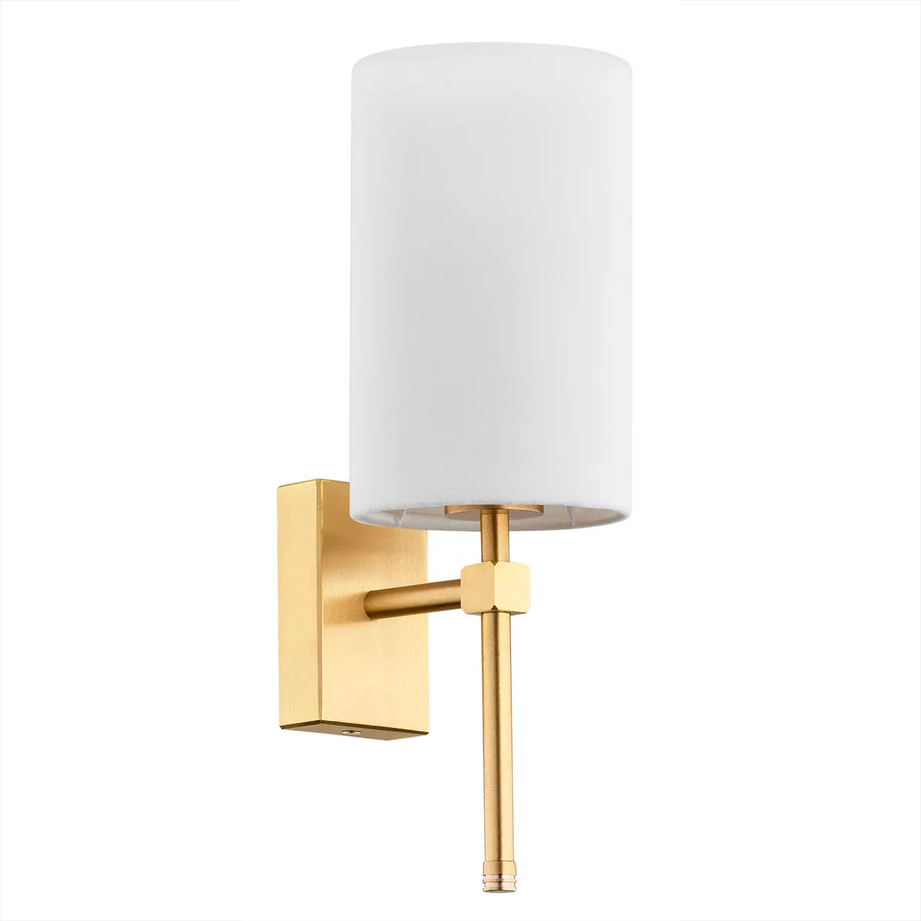 Kinkiet ABRUZZO mosiądz szczotkowany biały abażur - 8034