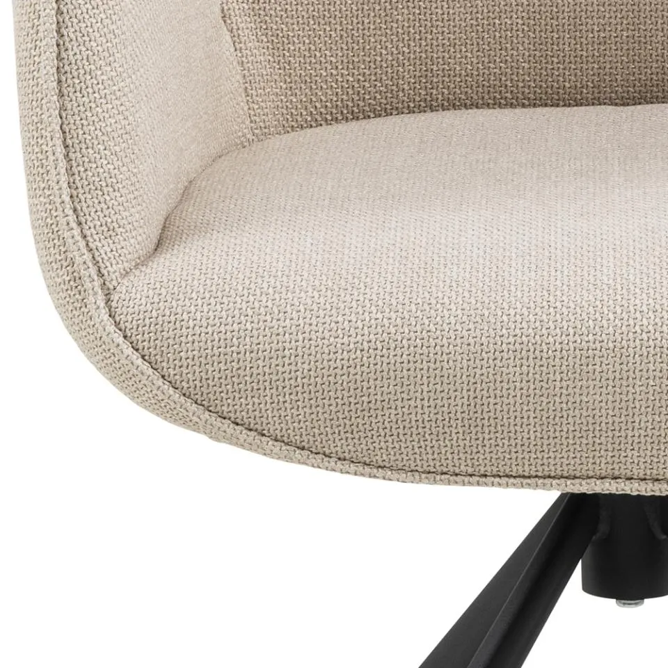 Krzesło obrotowe z podłokietnikami SPRING beżowe/czarne metalowe nogi - 0000101082