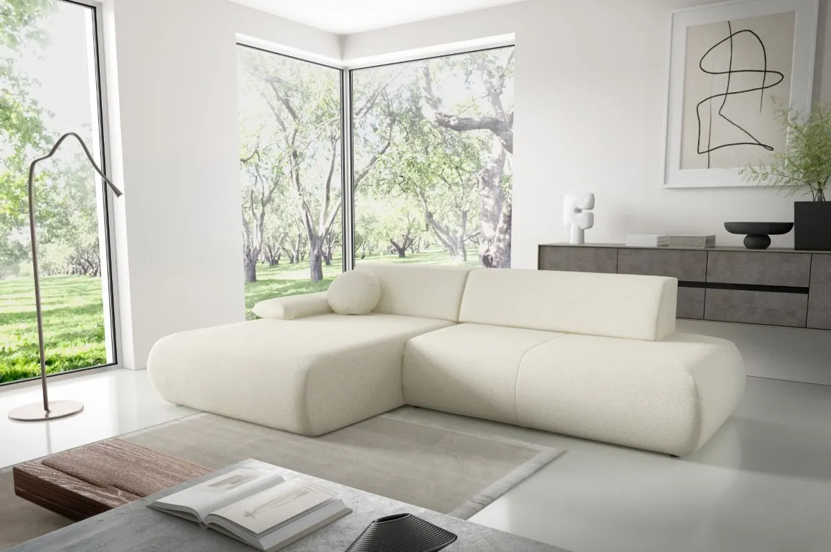 Narożnik rozkładany z pojemnikiem PUENTE 286 cm lewostronny kremowy - PUENTE_NAR_PUENTE03_L