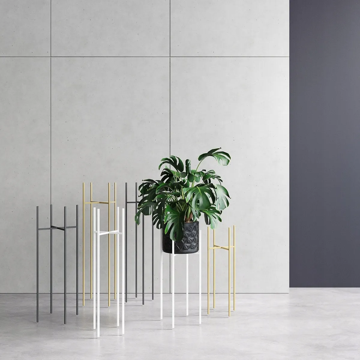 Kwietnik-stojak na donice CHOLET M metalowy biały - LD_TZ000135