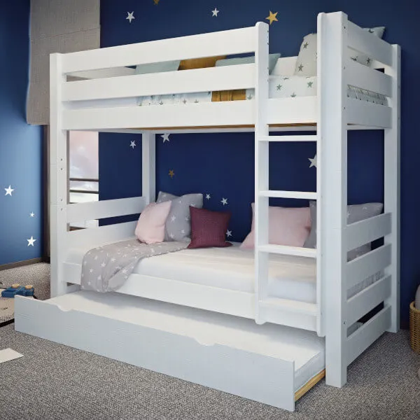 Łóżko drewniane piętrowe COSY 90x200 białe - LPCOSYBIA90