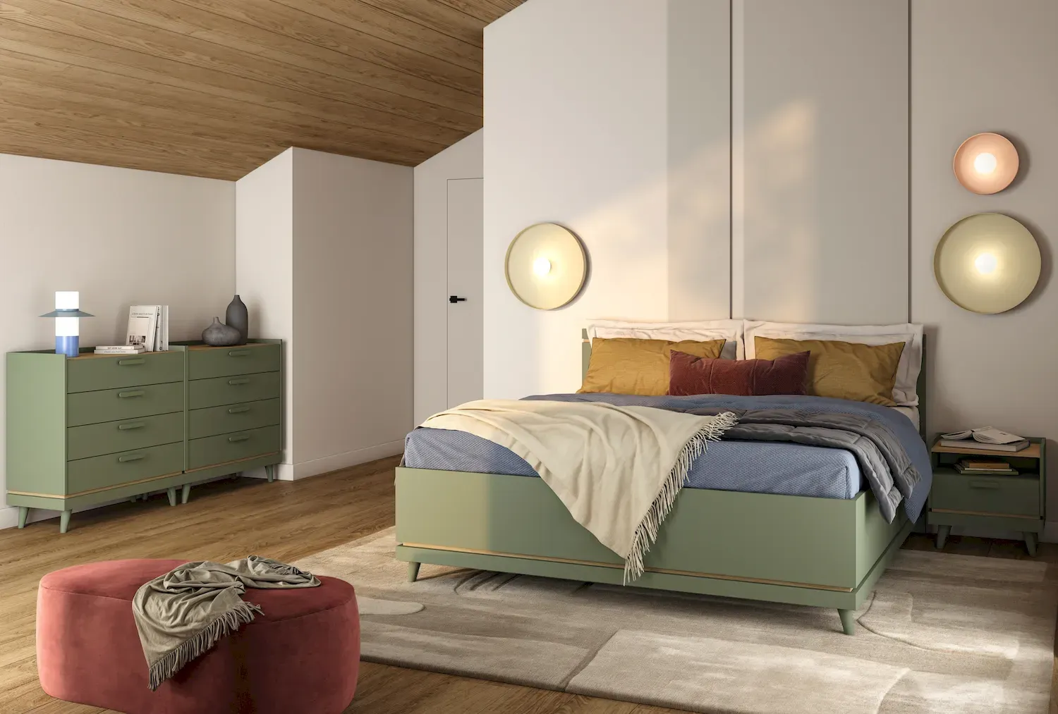 Łóżko z pojemnikiem SCANDI 52 180cm zielony - 24GDOH52