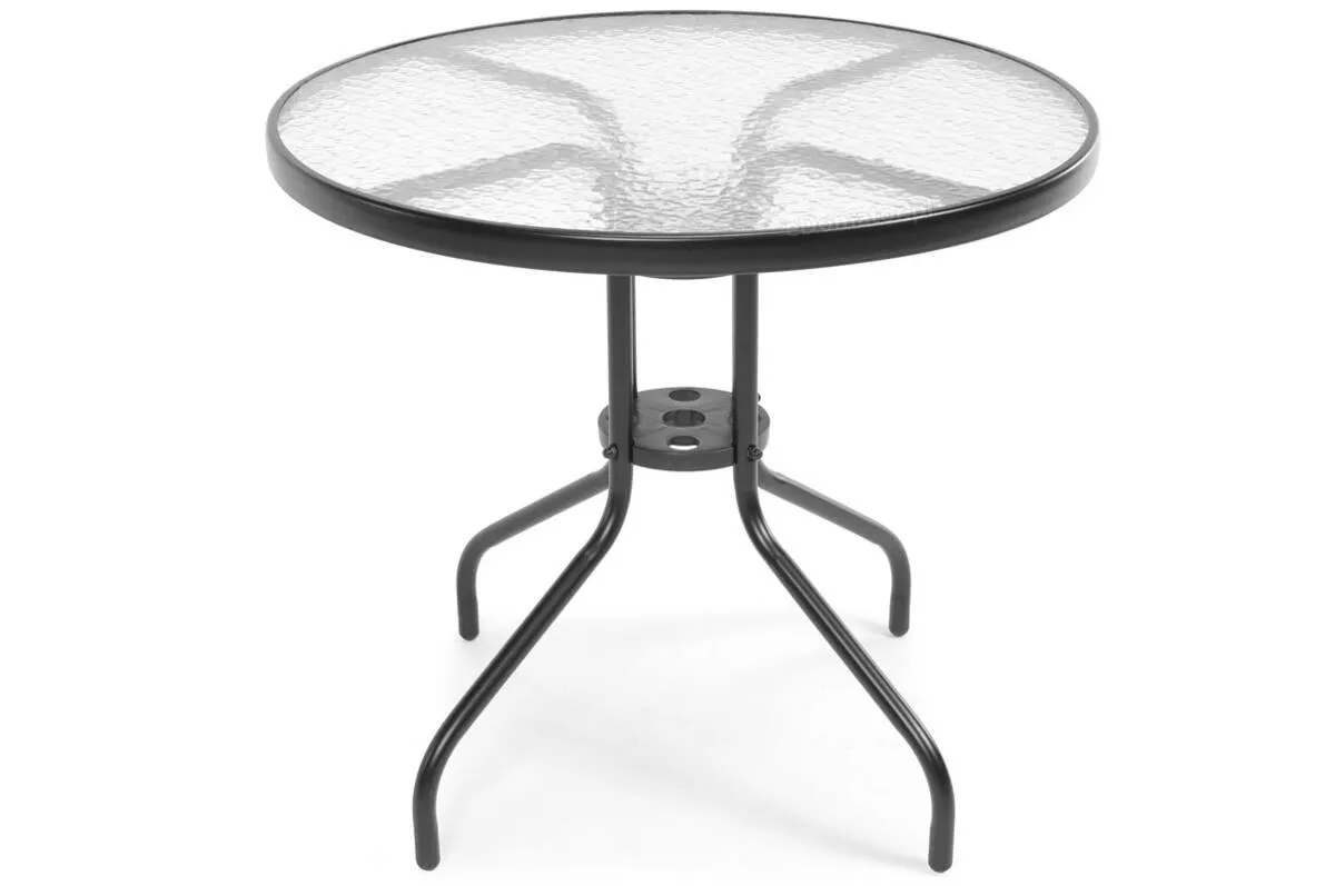 Stolik ogrodowy okrągły CAPRI 80 cm szklany czarny - FE5906948126817