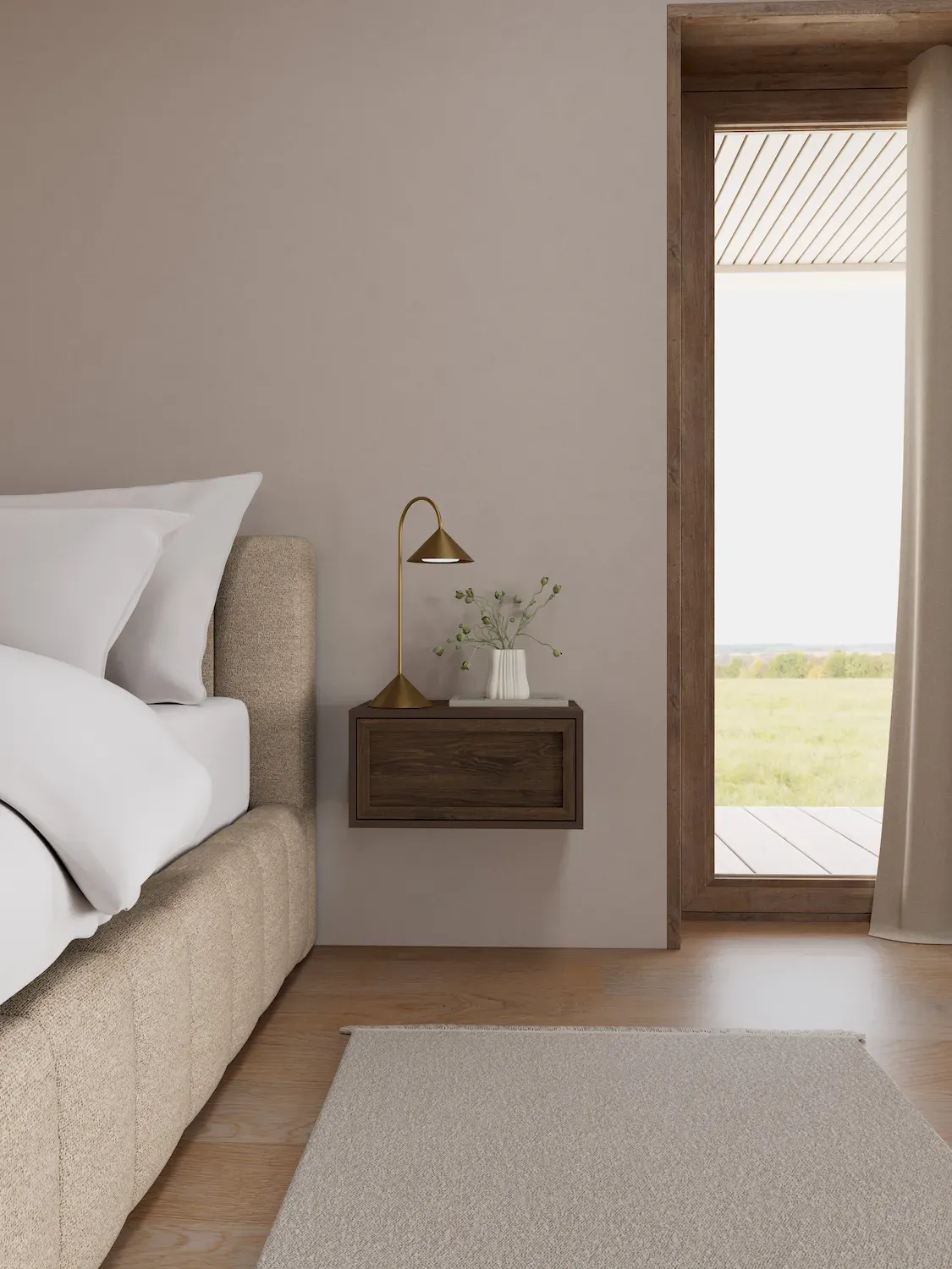 Szafka nocna z 1 szufladą PALMDALE 46 cm dąb wędzony - 0000111000