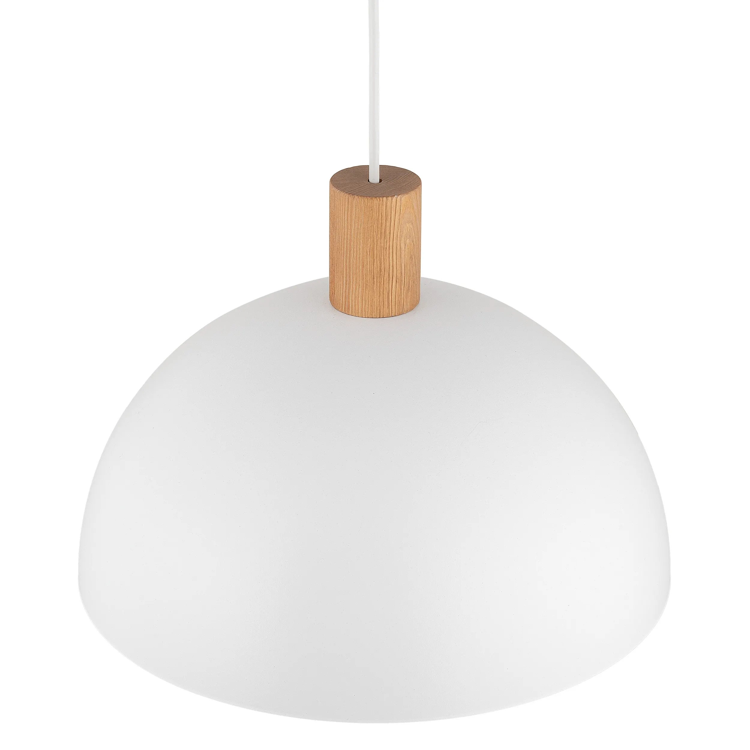 Lampa wisząca OSLO biała z drewnianym elementem okrągła 170x33cm - TK_4851