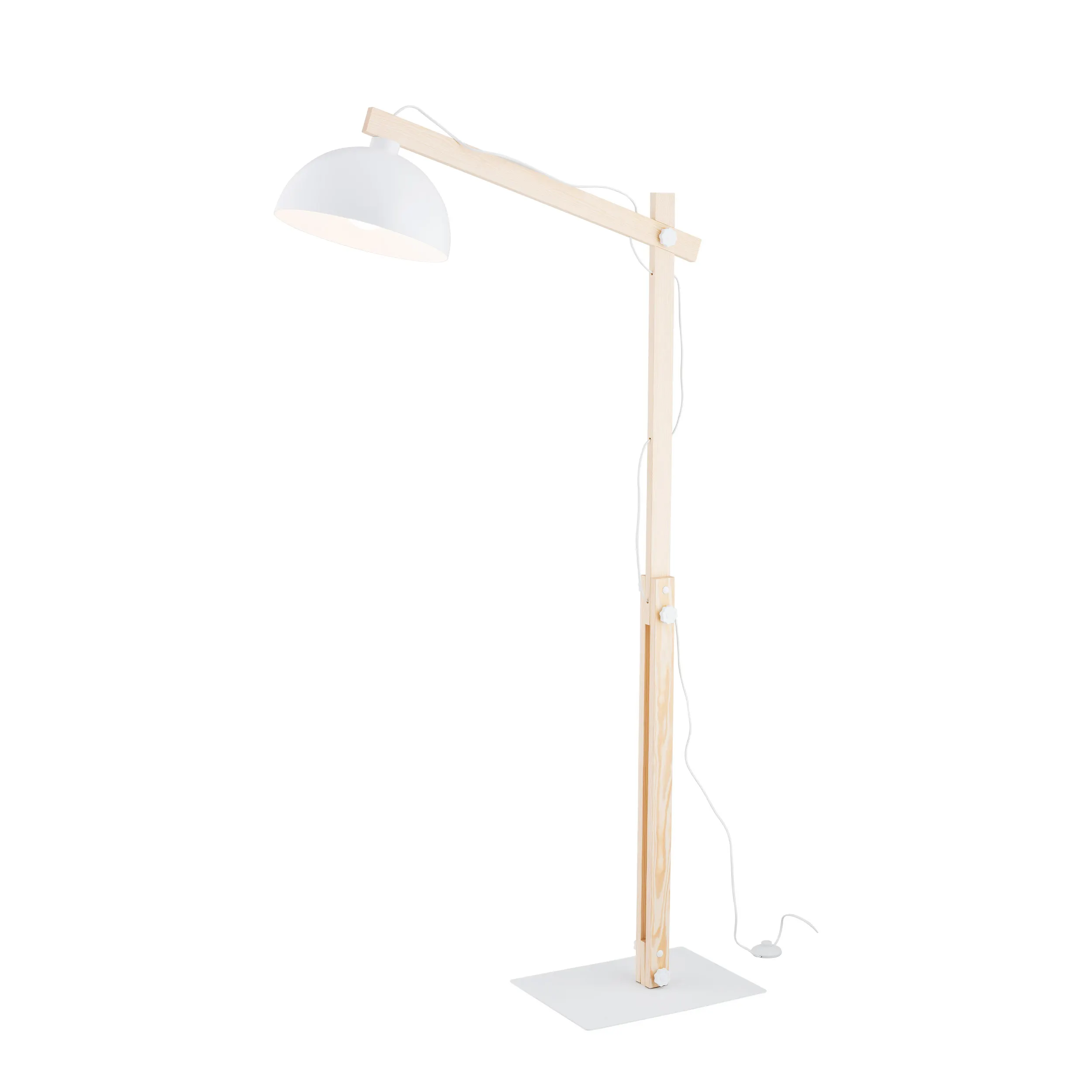 Lampa podłogowa OSLO biała na jasnych drewnianych sosnowych ramionach 180x80x35cm - TK_5592