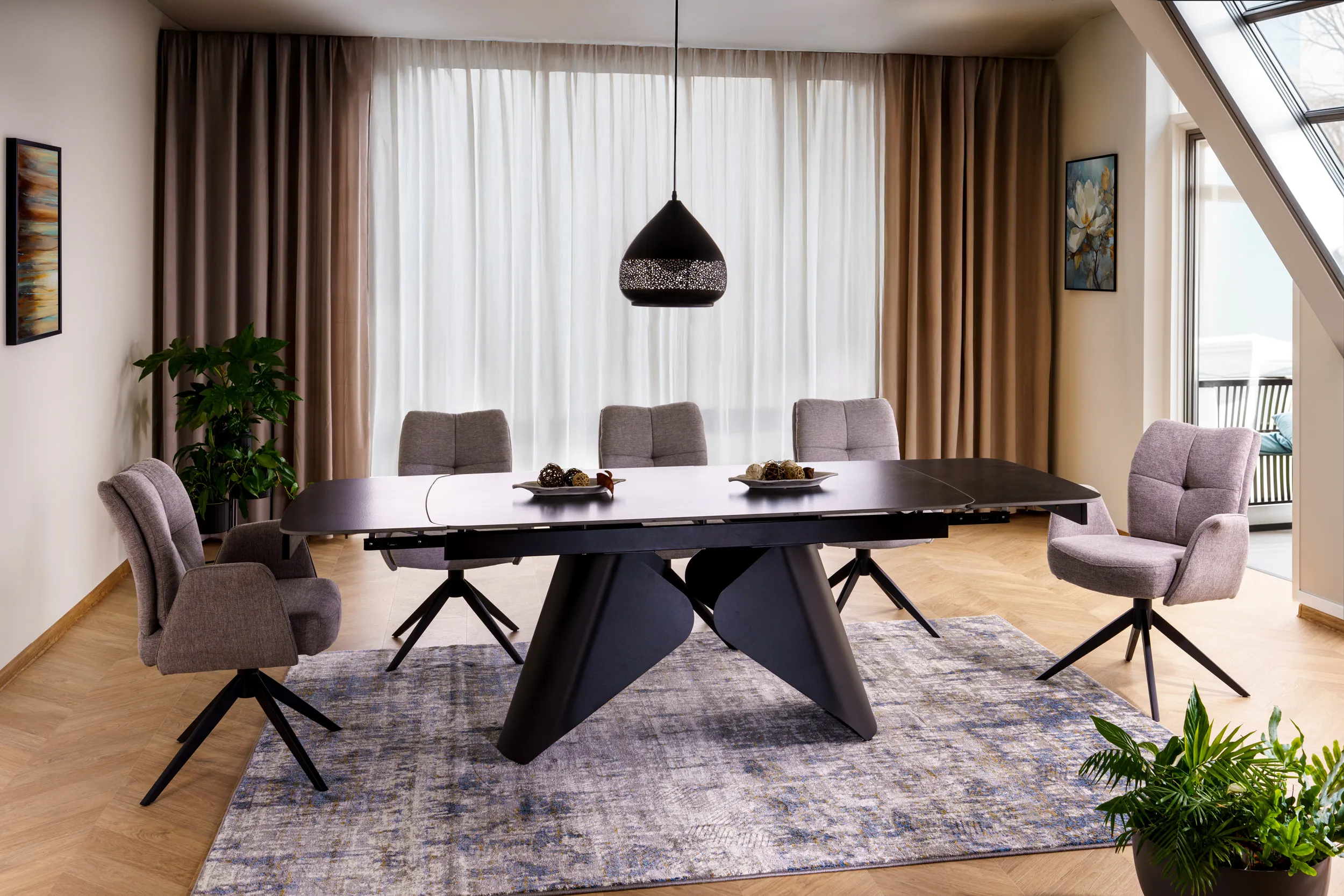 Stół rozkładany ARMANDO 90x160(240) ceramiczny blat czarny mat stelaż czarny mat - ARMANDOC160