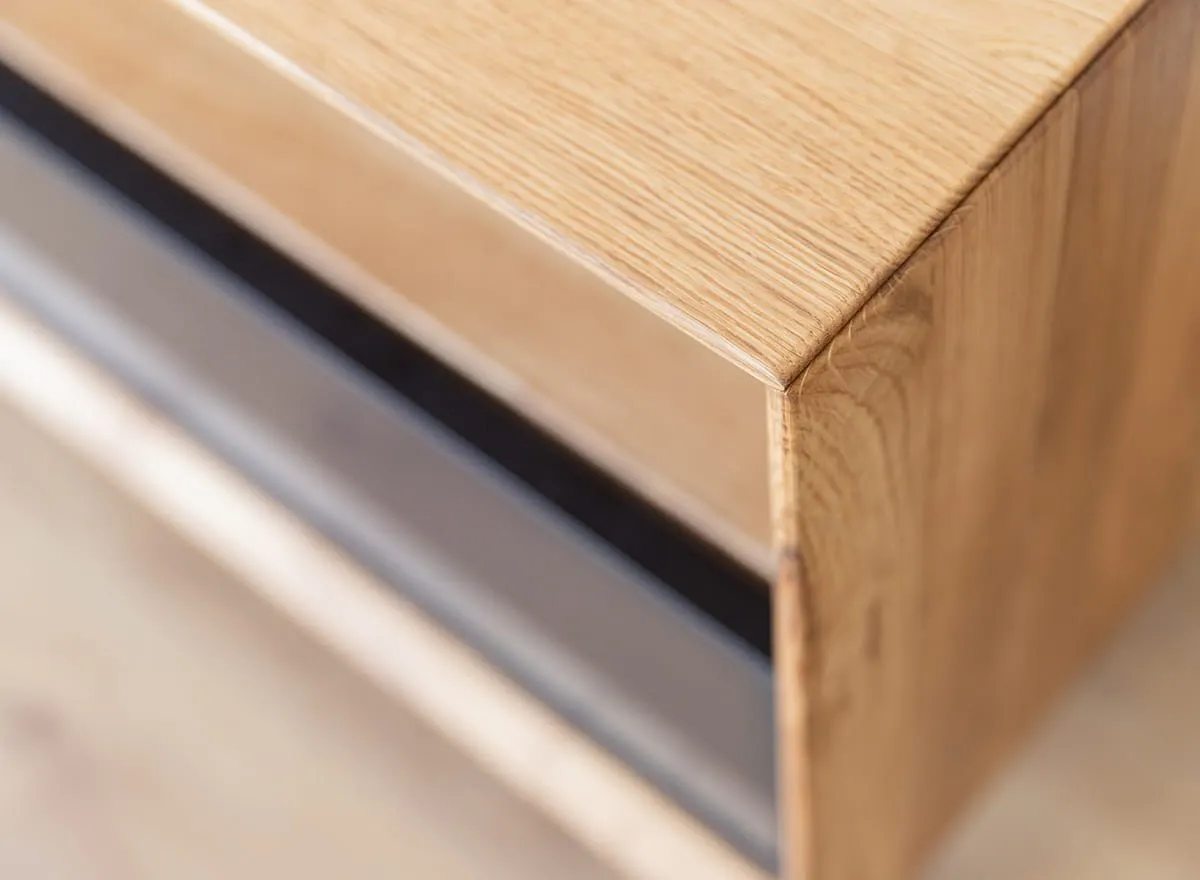 Szafka RTV MODERN LOFT z przeszkleniem i szufladą 160x50x54 cm - dąb olejowany - PLMOL08S