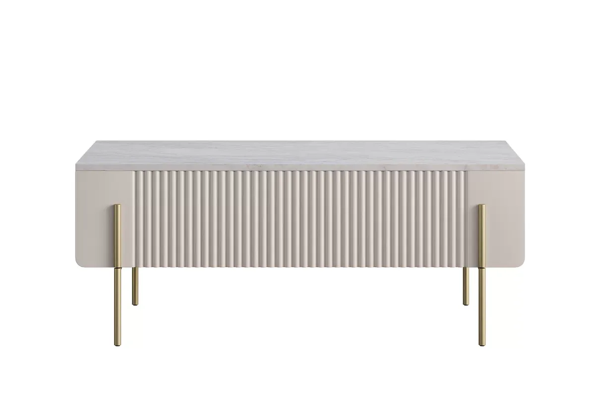 MALMI Ława 100 2SZ - cashmere / crema bianca / złote nogi - B_162306