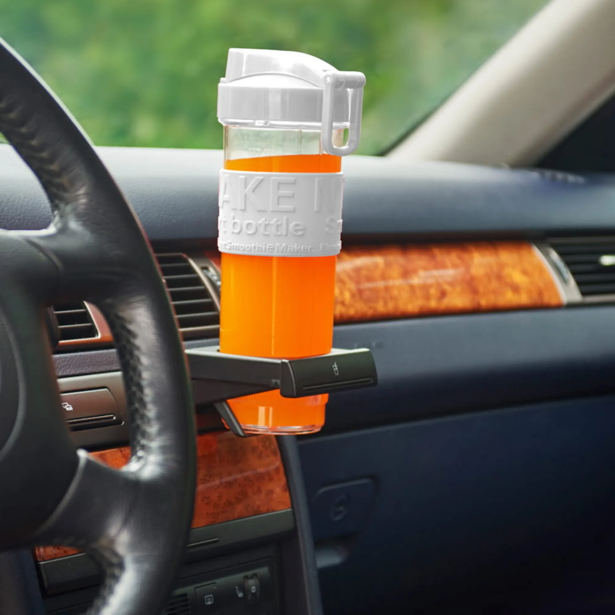 image butelka do picia, uchwyt samochodowy, pomarańczowa butelka, butelka wypychająca, przenośny kubek