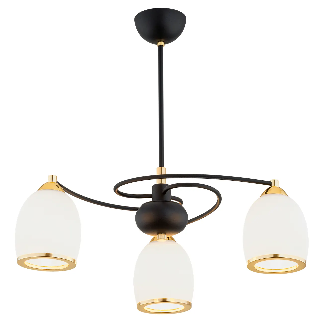 Żyrandol AVILA PLUS metalowy czarny mosiądz opal 46x45cm