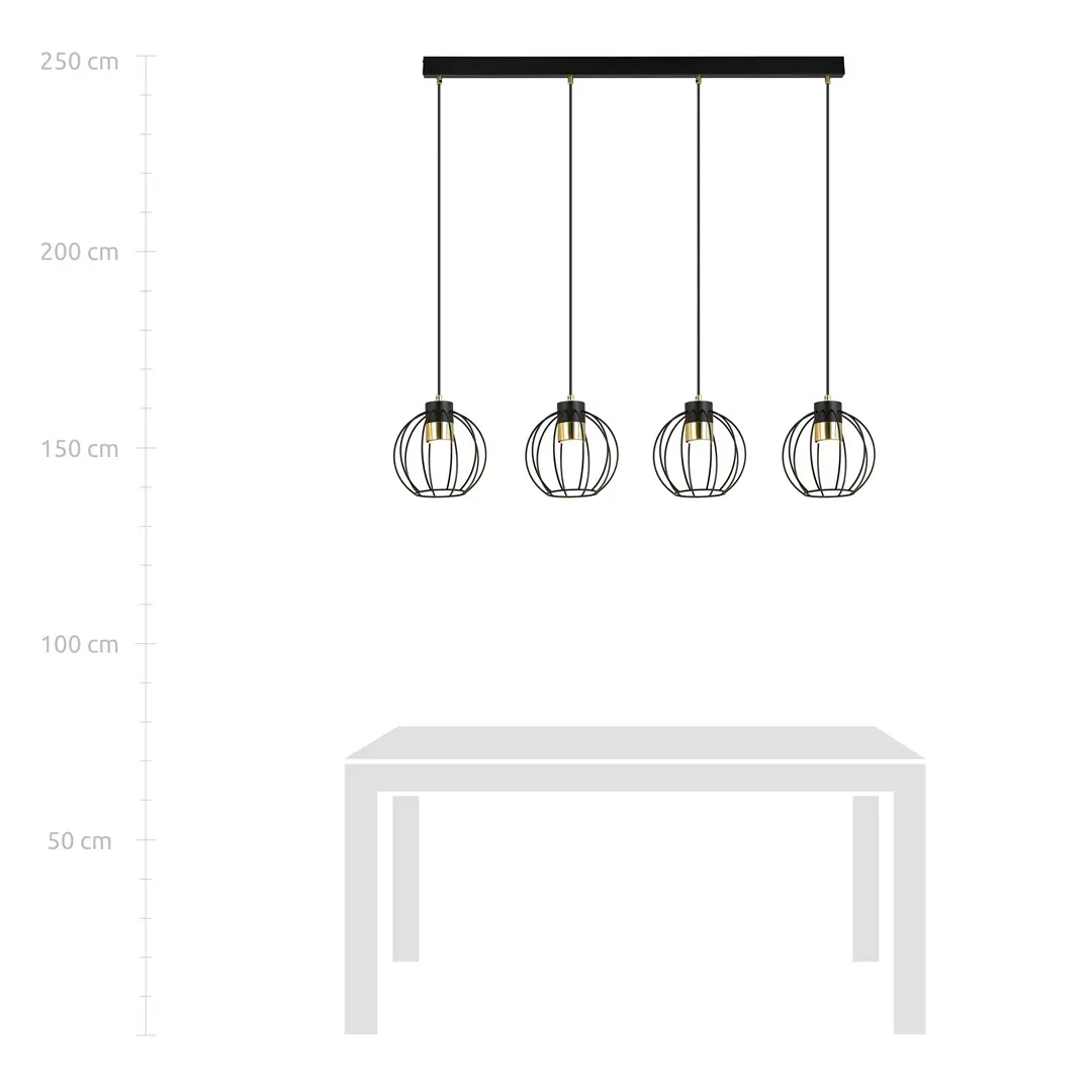 Lampa wisząca AJAX Czarny/Złoty 1200/4 - 1200/4