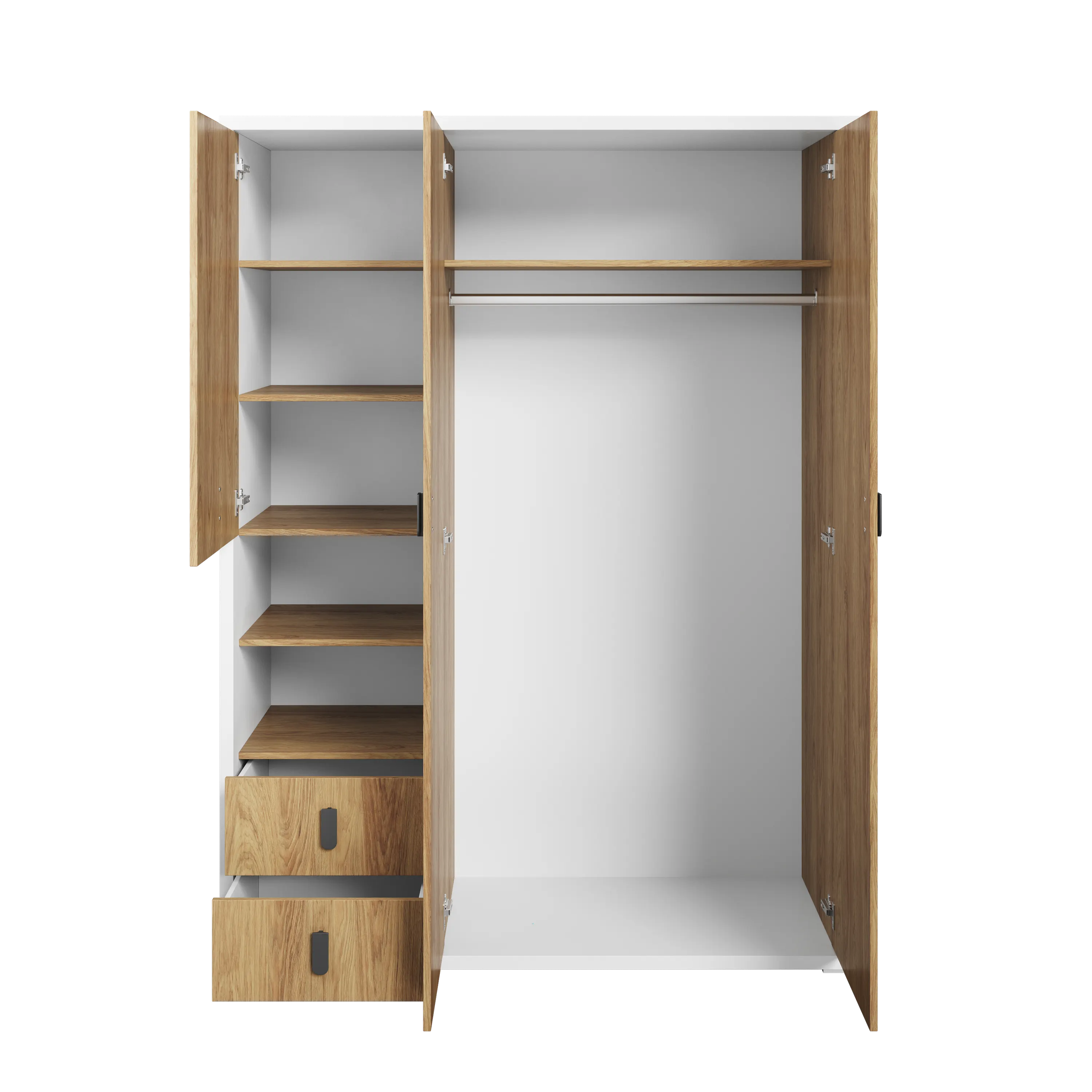 Szafa Simi MS-01 150cm biały alpejski/hikora naturalna - MS1BH