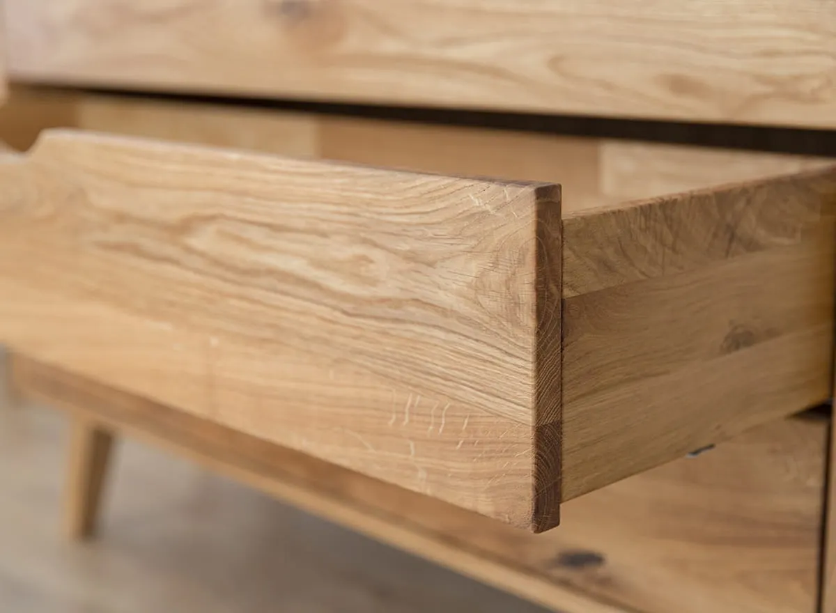 Szafa 2-drzwiowa z 2 szufladami lity dąb olejowany 180x90x60 cm Simona - PRHSIM07