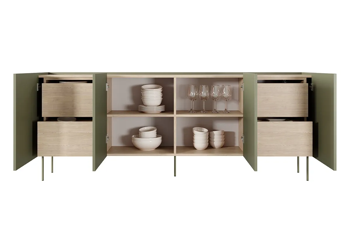 Komoda DESIN 220 z 4 szufladami - oliwka - dąb nagano - B_149002