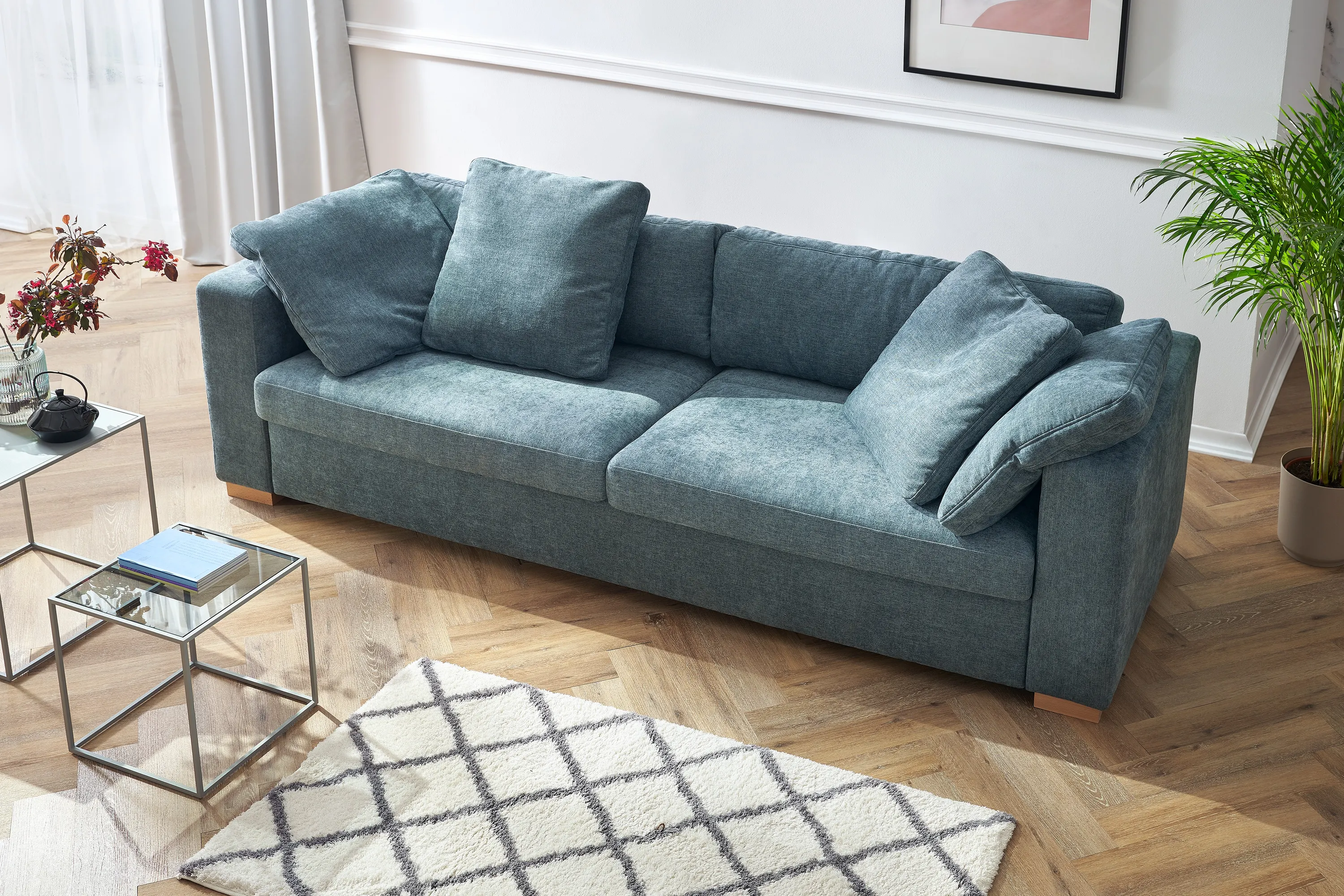 Sofa rozkładana Macaroni niebieska MEBLEX - MACARONI-CITY72BLUE
