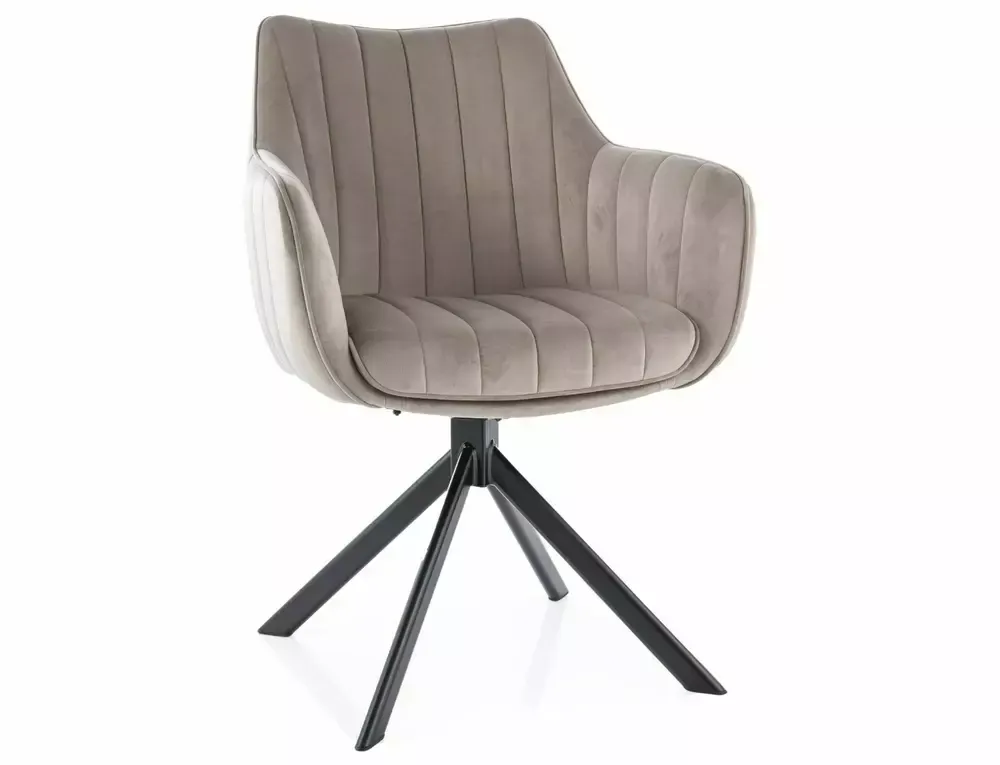 Krzesło obrotowe 180° AZALIA VELVET Bluvel 40 ciemny beż czarny stelaż