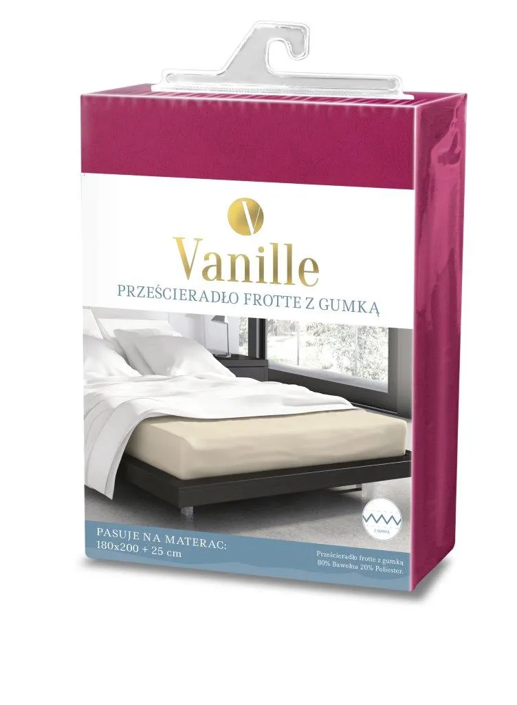 Prześcieradło frotte z gumką VANILLE 180X200+25 bawełna 80% bordowy - FARO_20541