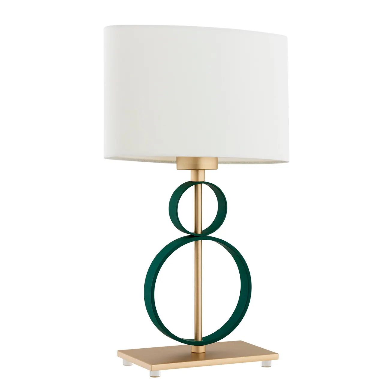 Lampa stołowa PERSEO metalowa złota zielona śmietankowa 42cm - 8317