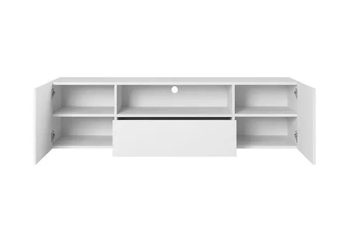 Szafka RTV ASHA 167 - biały mat - ryflowany front - wisząca — zdjęcie 14