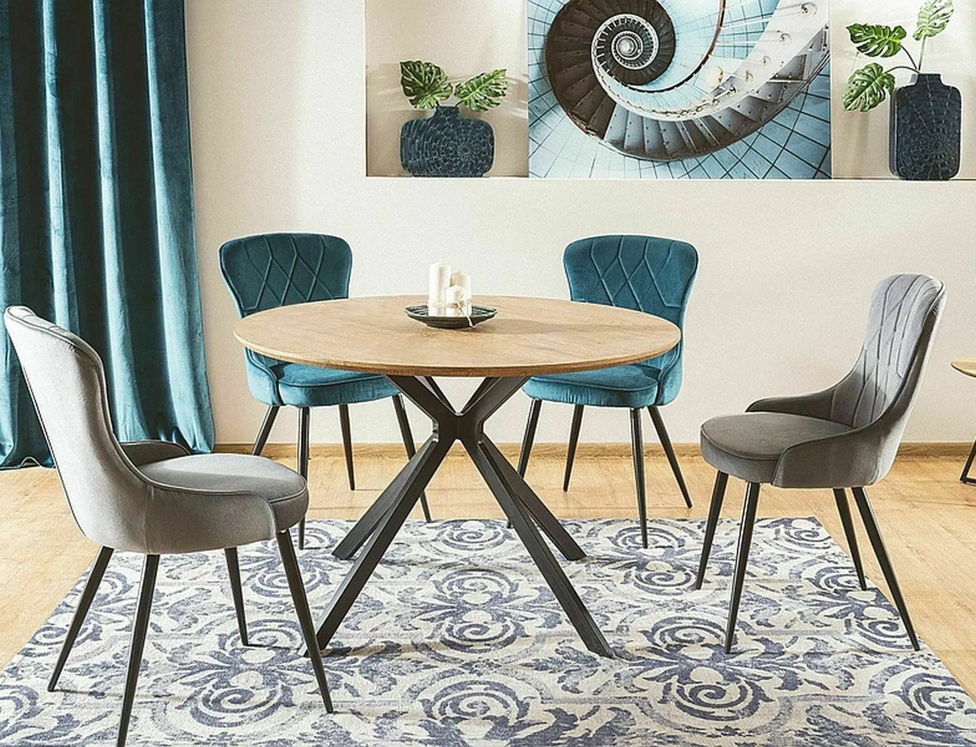 Krzesło tapicerowane LOTUS VELVET pikowane szare Signal — zdjęcie 7