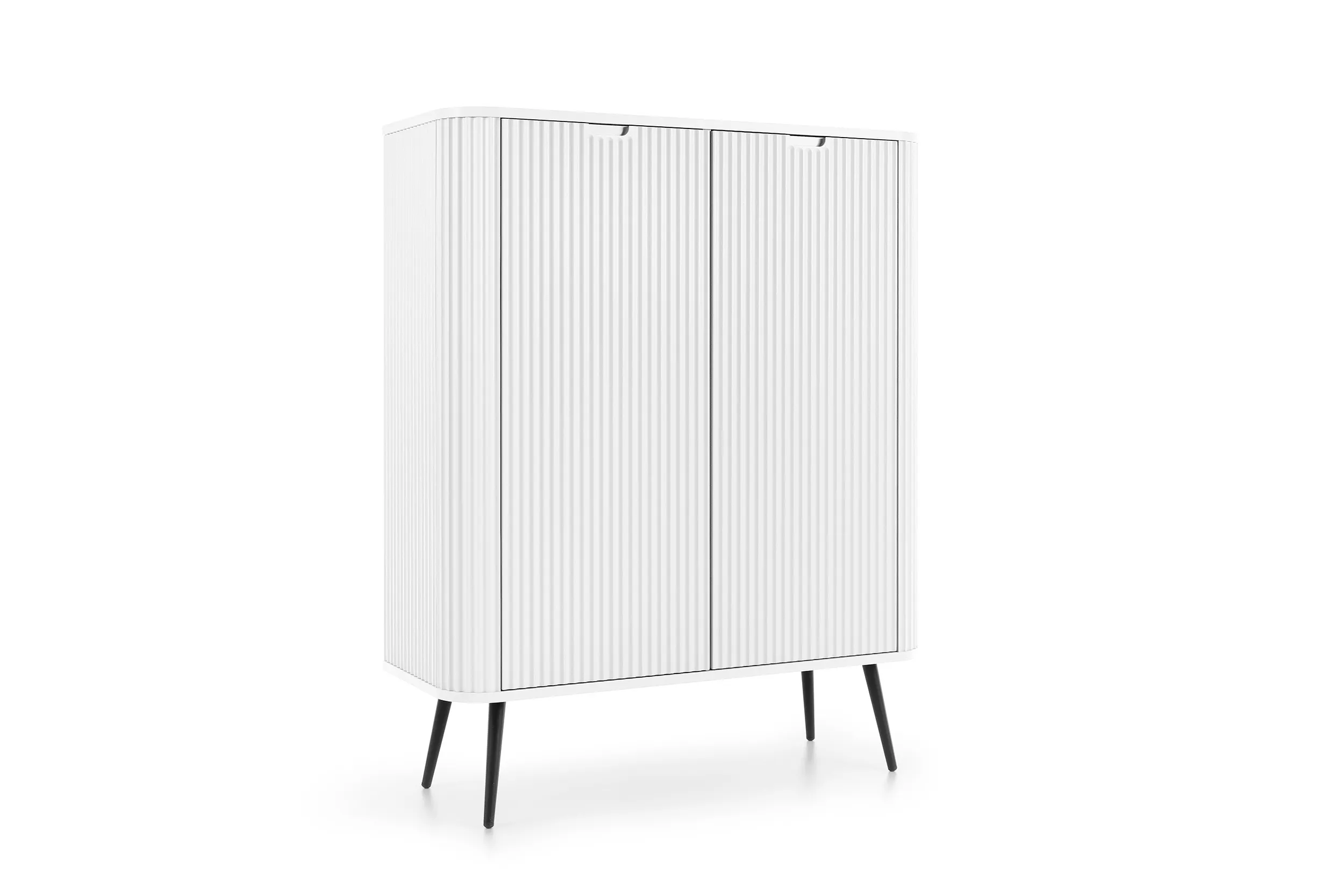 Komoda wysoka 2-drzwiowa ZOVA frezowane fronty, biały, czarny