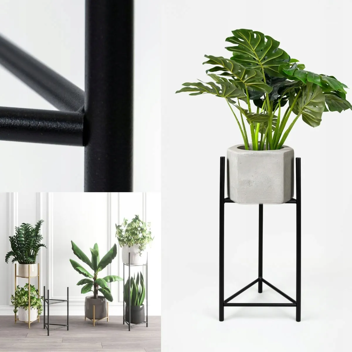 Kwietnik-stojak na donice metalowy LIZIO M 23x60 czarny - LD_TZ000141