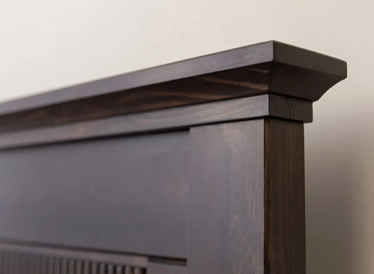 Łóżko z zagłówkiem drewniane ROSELLA 160x200 sosna ciemny brąz - SKROS160X200