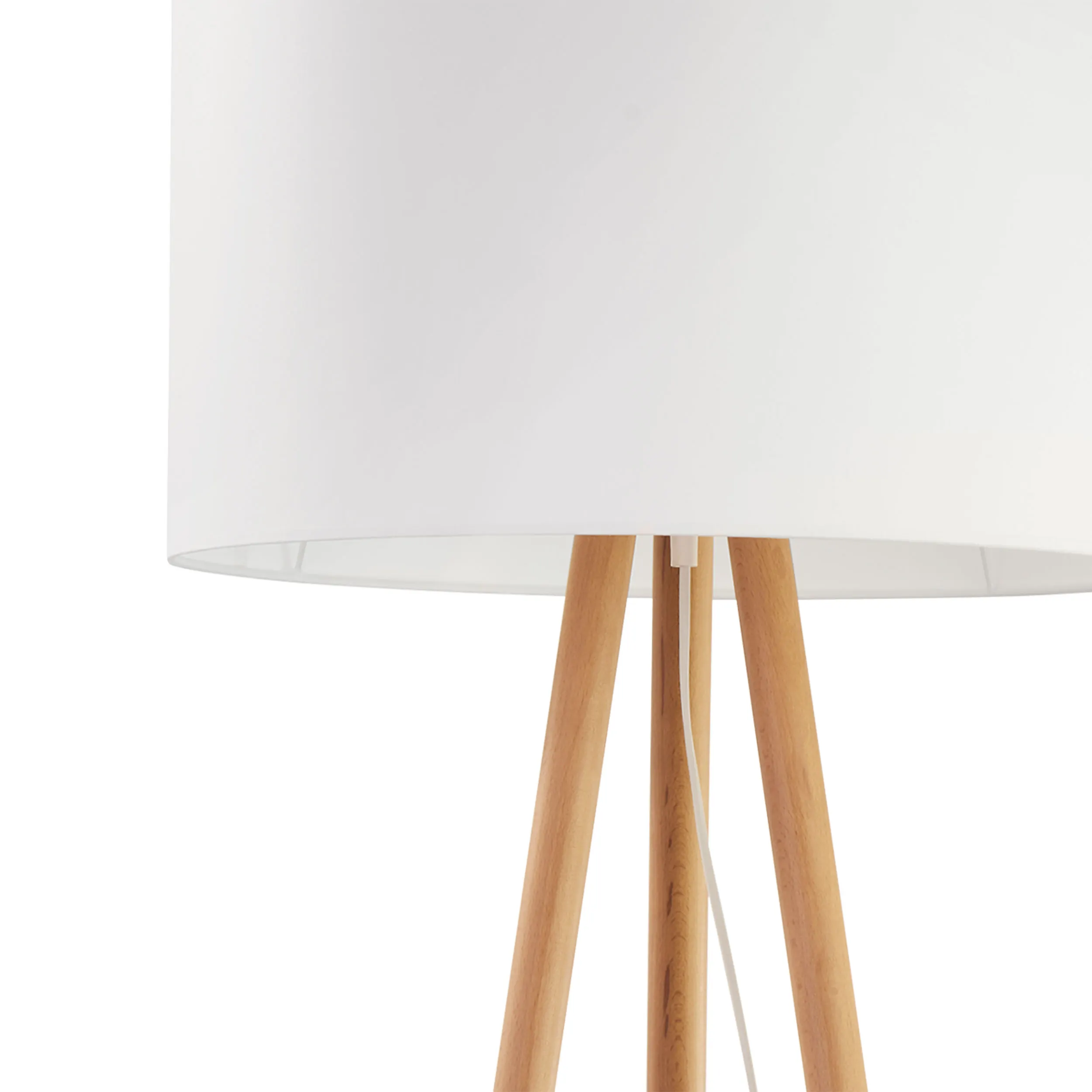 Lampa podłogowa TOKYO sosnowe drewniane nogi biały okrągły abażur 148x50cm - TK_5287