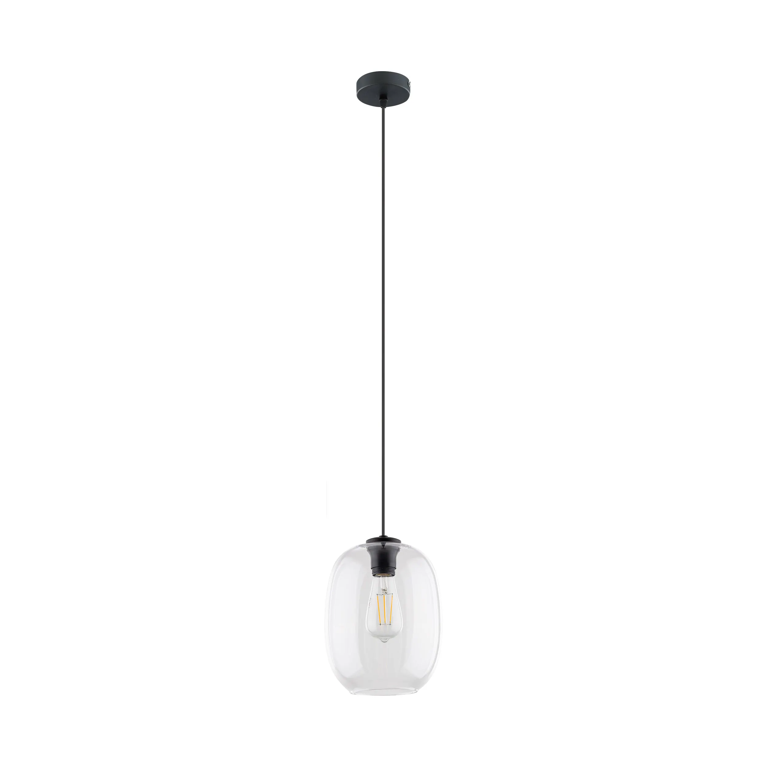 Lampa wisząca ELIO czarna z transparentnym szklanym kloszem 170x20cm