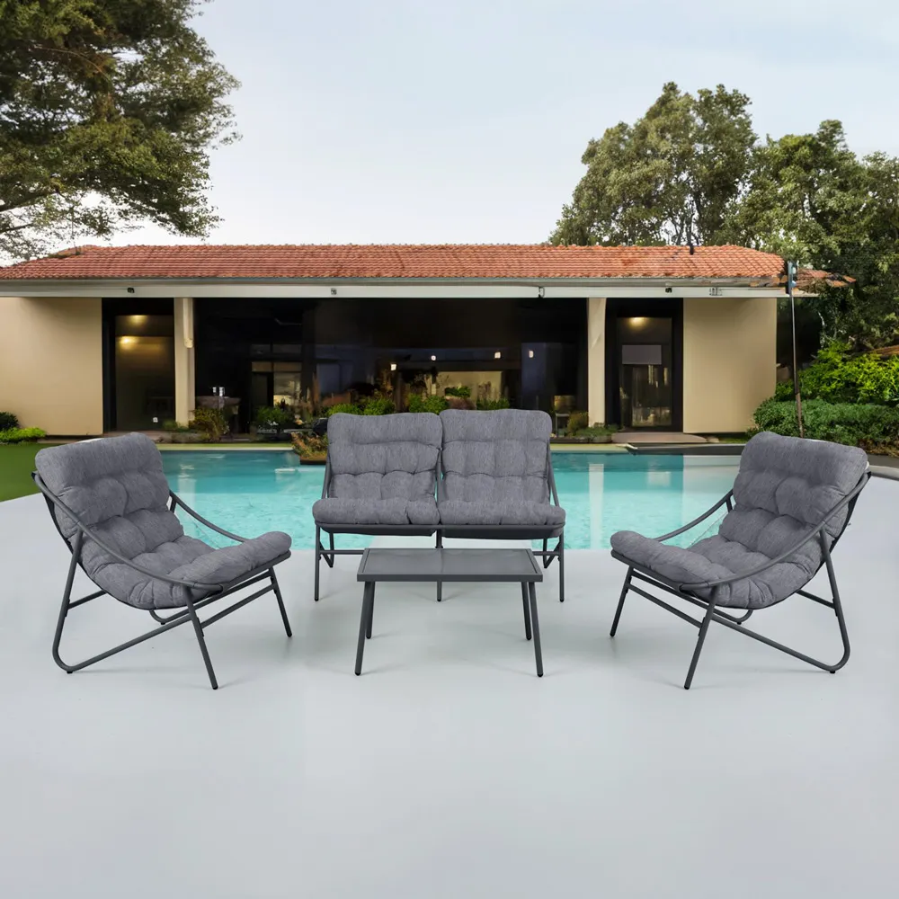 Zestaw mebli ogrodowych VIBE fotele, sofa ,stolik - szary - MI_5905610255466