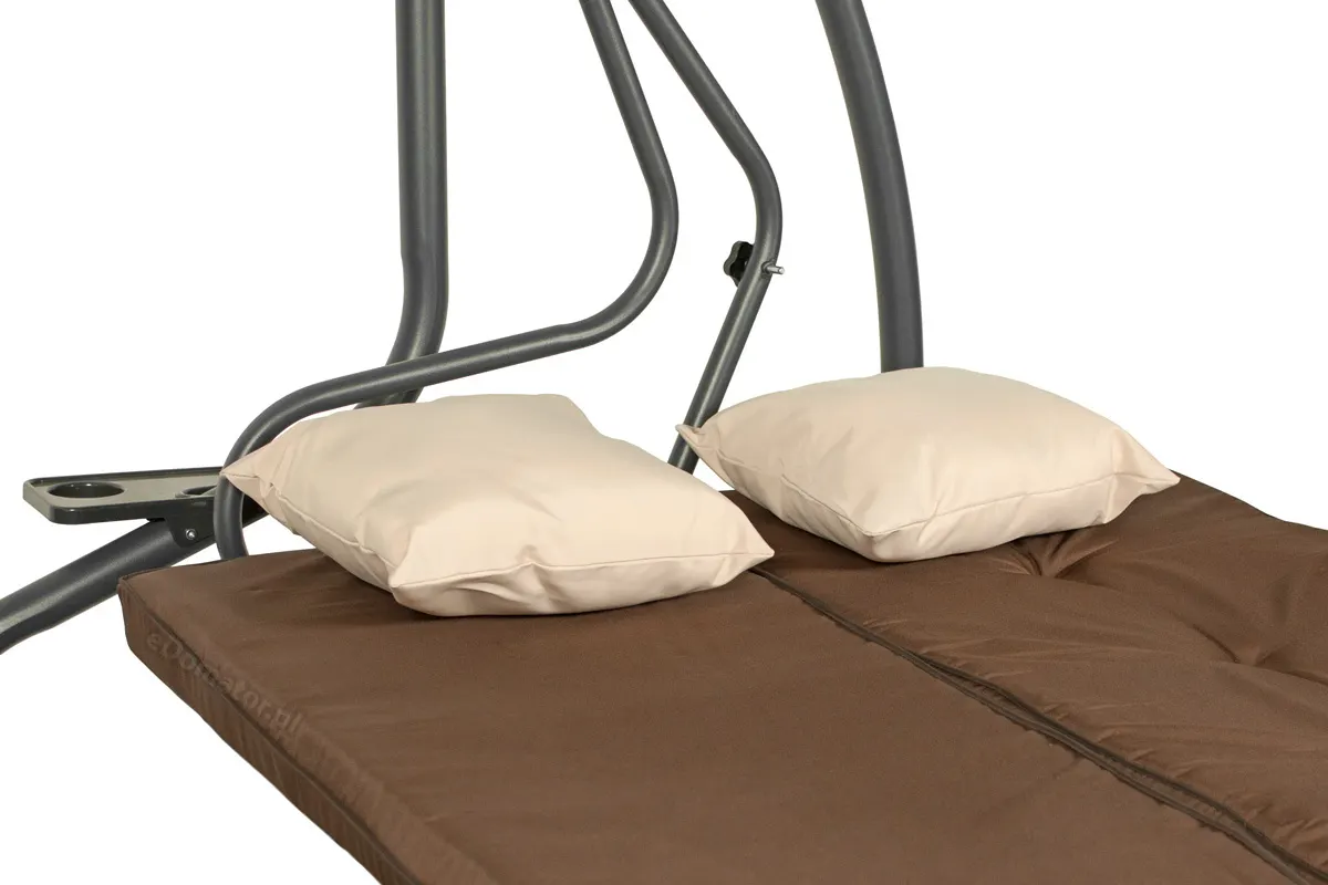 Huśtawka ogrodowa rozkładana GRACJA z regulowanym daszkiem 230 cm - brązowa - FE5906948100503