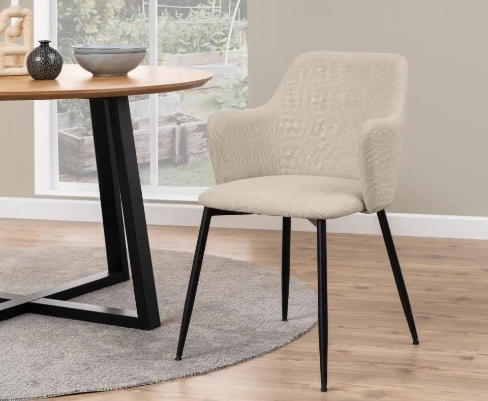 Krzesło z podłokietnikami Laos Beżowy- zam. błyskawiczny, Czarny ( zestaw 2 sztuk ) - 0000098239