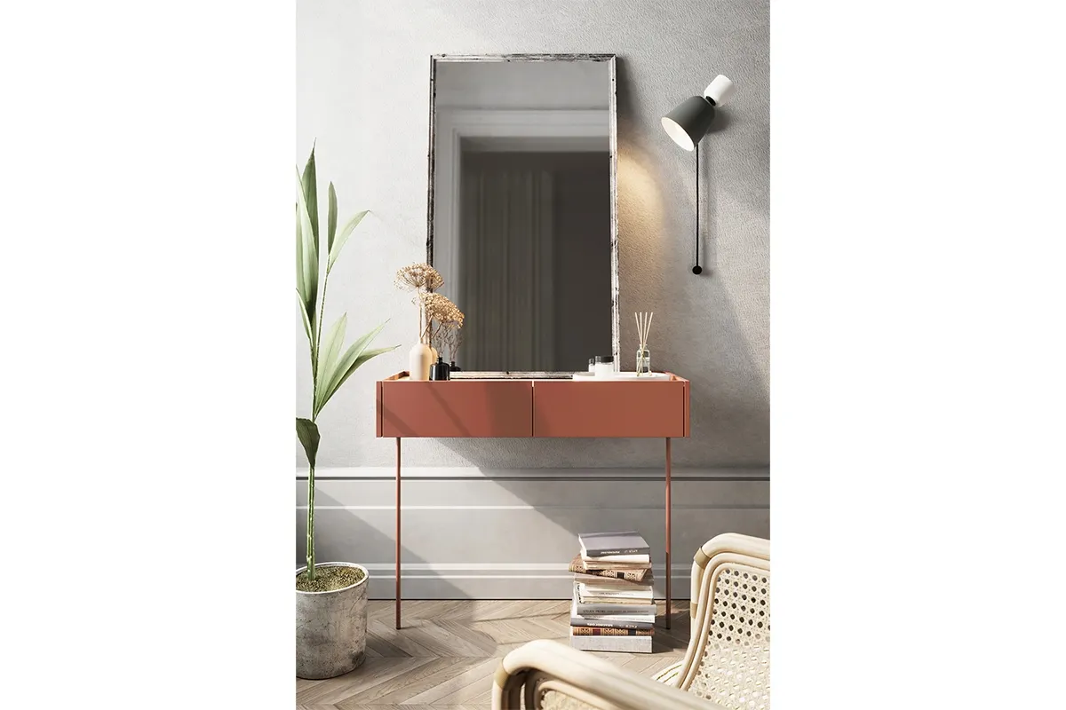 Toaletka - konsola DESIN 2 szuflady - czerwony ceglany - dąb nagano - B_149159