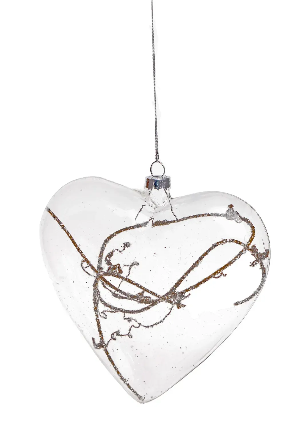 Bombka szklana SERCE Z GAŁĄZKĄ 3366 mała transparentny