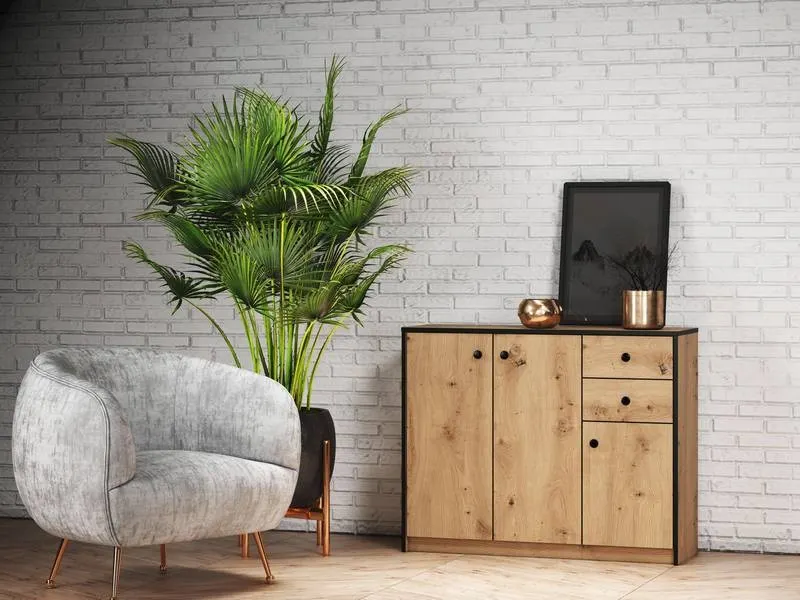 Komoda 2-drzwiowa z 2 szufladamii LOFT 01 Dąb artisan, Czarny 72x83 - LOFT01