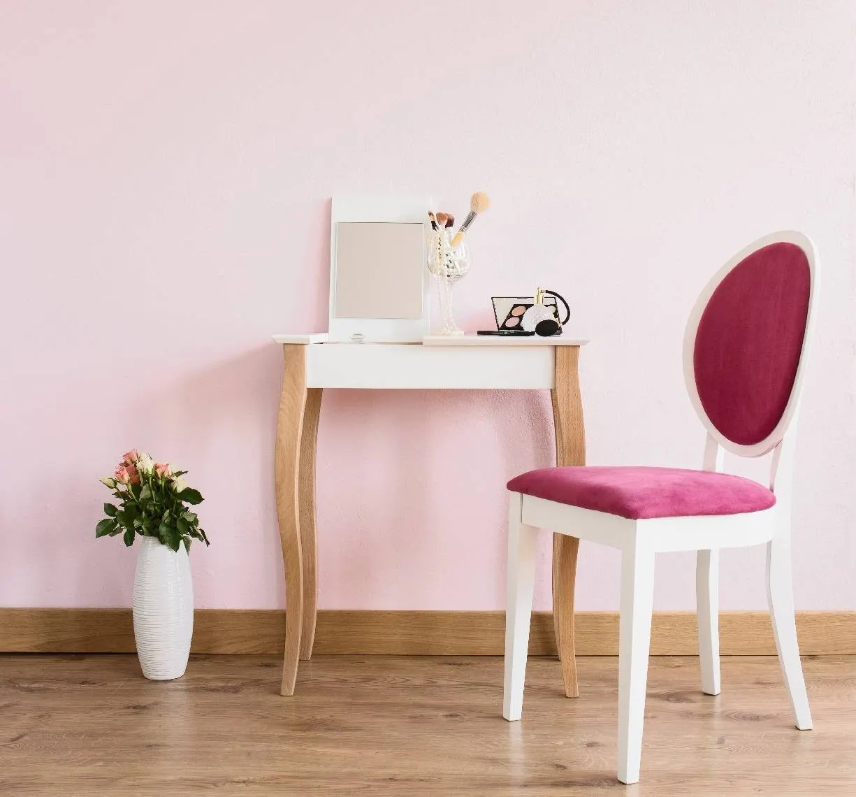 Toaletka z lustrem LILLO 65x35cm biały naturalny — zdjęcie 2