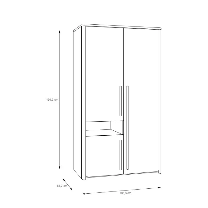 Szafa SURFINIO 3-drzwiowa z półkami i drążkiem - szary, dąb catania - SFNS721R-M378