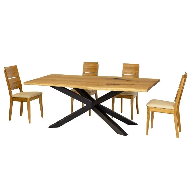 Stół metalowo - dębowy 90x140 ST388 naturalny DREWMAX — zdjęcie 5