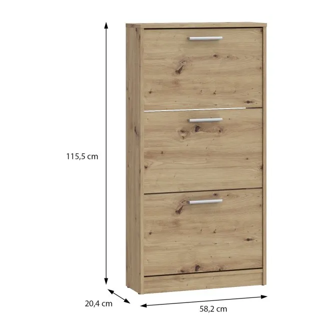 Szafka na buty NET106 z 3 półkami 58 cm Dąb Artisan - MSA312-D78