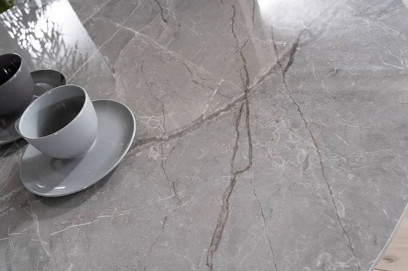 Stół okrągły MURANO Szary Efekt Marmuru/Czarny Mat/120x120 Signal - MURANOSZCFI120