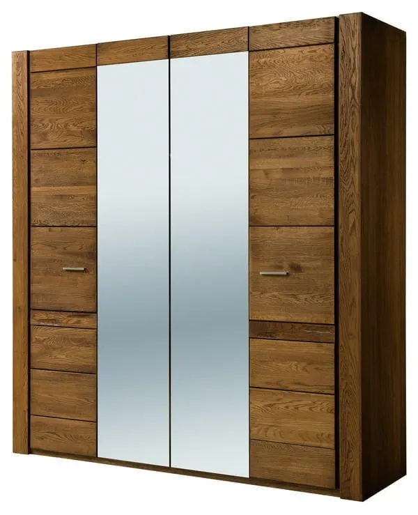 Szafa 4-drzwiowa VELVET 77 drewniana z lustrem dab rustical 225x205x60cm