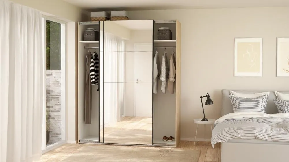 Szafa przesuwna 2-drzwiowa z lustrami BERGAMO 180 x 220 cm Jackson Hickory - TV_65200/15HLMI