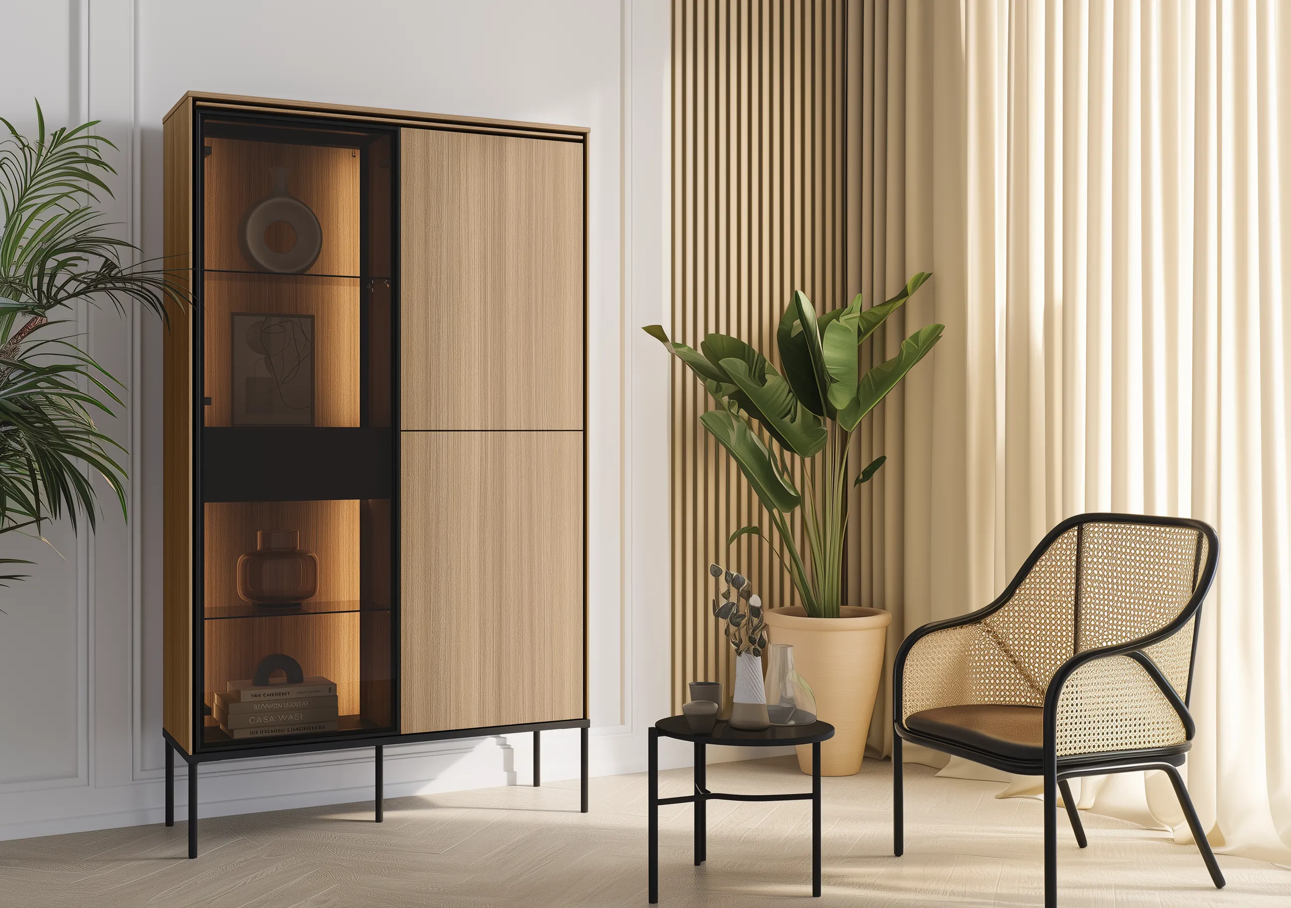 Wysoka komoda VISSO VI-01 91cm dąb linearny - VI1DL